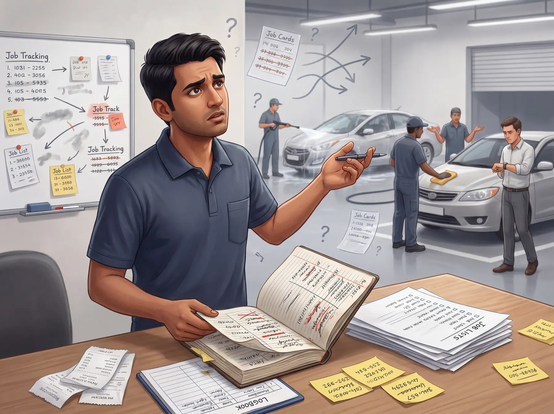 Manual job tracking problem illustration